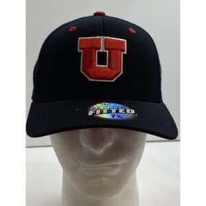 Utah Utes University VTG Hat Fitted 7 1/4 Black Red Zephyr NCAA Football NWT